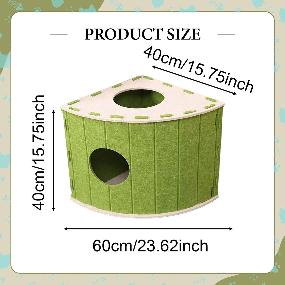 Cat House - Cat Basket - Cat Den - Felt-Shaped Cat Bed - Suitable for All Seasons - Warm | Scratch-Resistant - Pet Bed | Deep Sleeping Bed - Green