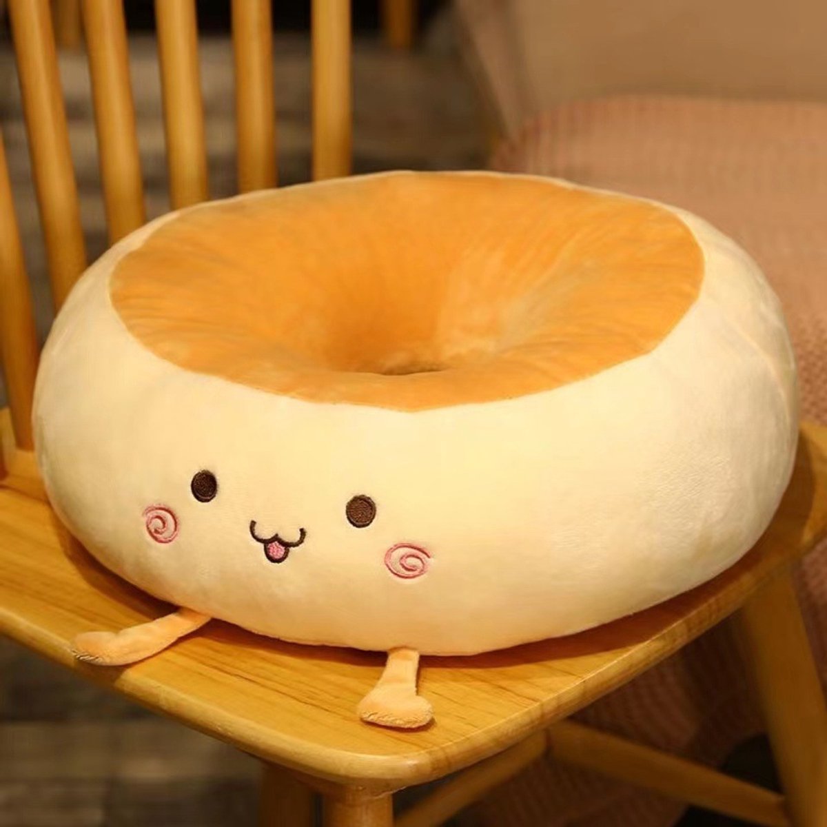 Round Seat Cushion - Round Chair Cushion - Donut Seat Cushion - Cute and Soft Decorative Cushion - Cartoon Design - Suitable Chairs for Bedrooms, Schools and Offices - 38*38*14cm (Stick Out Tongue Style)