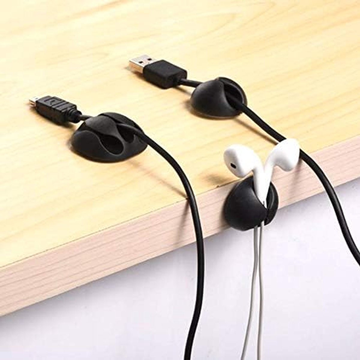 10-Piece Desk Cable Management Set - Multifunctional Cable Clamps - Desk Cable Organizer for TV, PC, Laptop, Home Office - (White)