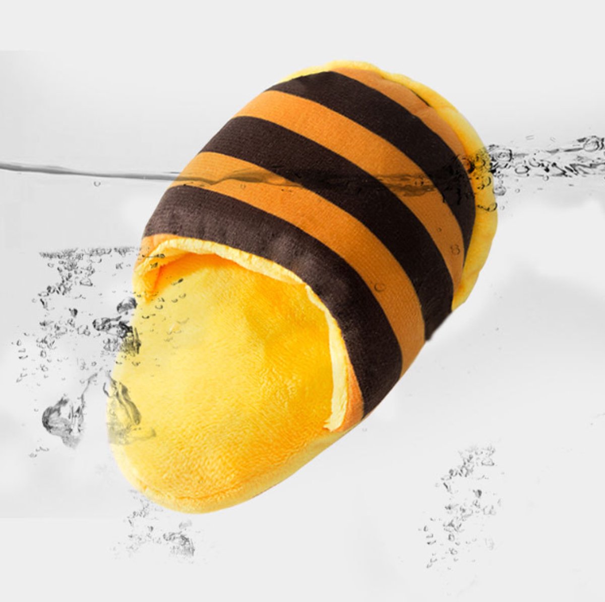 Dog Toys - Dog Cuddly Toy - Slipper Shape - Interactive - Dog Toy - Yellow-Brown Stripes