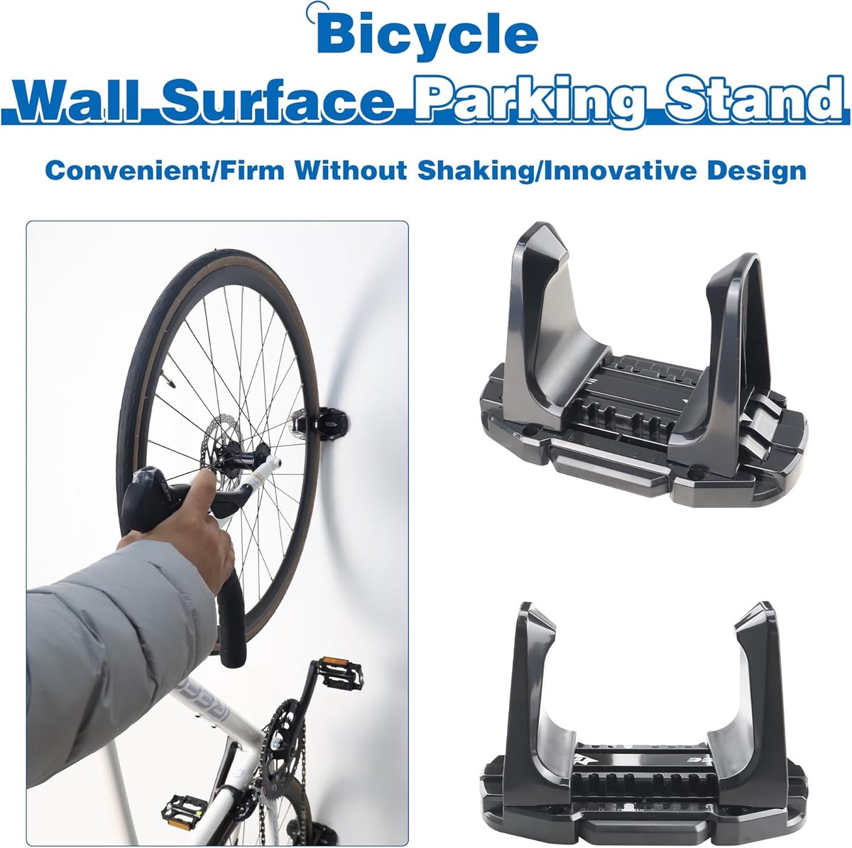 Bicycle Wall Mount - Up to 60 kg Load Capacity - For Tires 27-83 mm - Space-Saving Suspension for Garage & Home