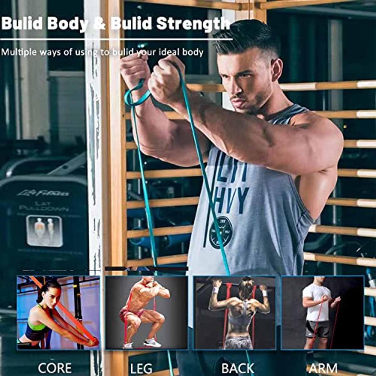 Resistance Bands - Pull-up Bands - Training Bands - Fitness Bands - Set of 5 Bands - 5 Different Resistances - Set for Training, Fitness, Exercises, and Physical Therapy for Men and Women - Includes Carrying Bag