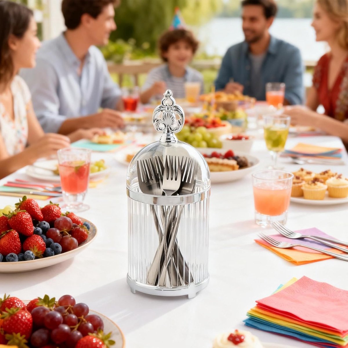 Cutlery basket - kitchen utensil storage rack - cutlery tray - cutlery holder - multifunctional storage unit, food container suitable for party kitchens, weddings and family picnics.