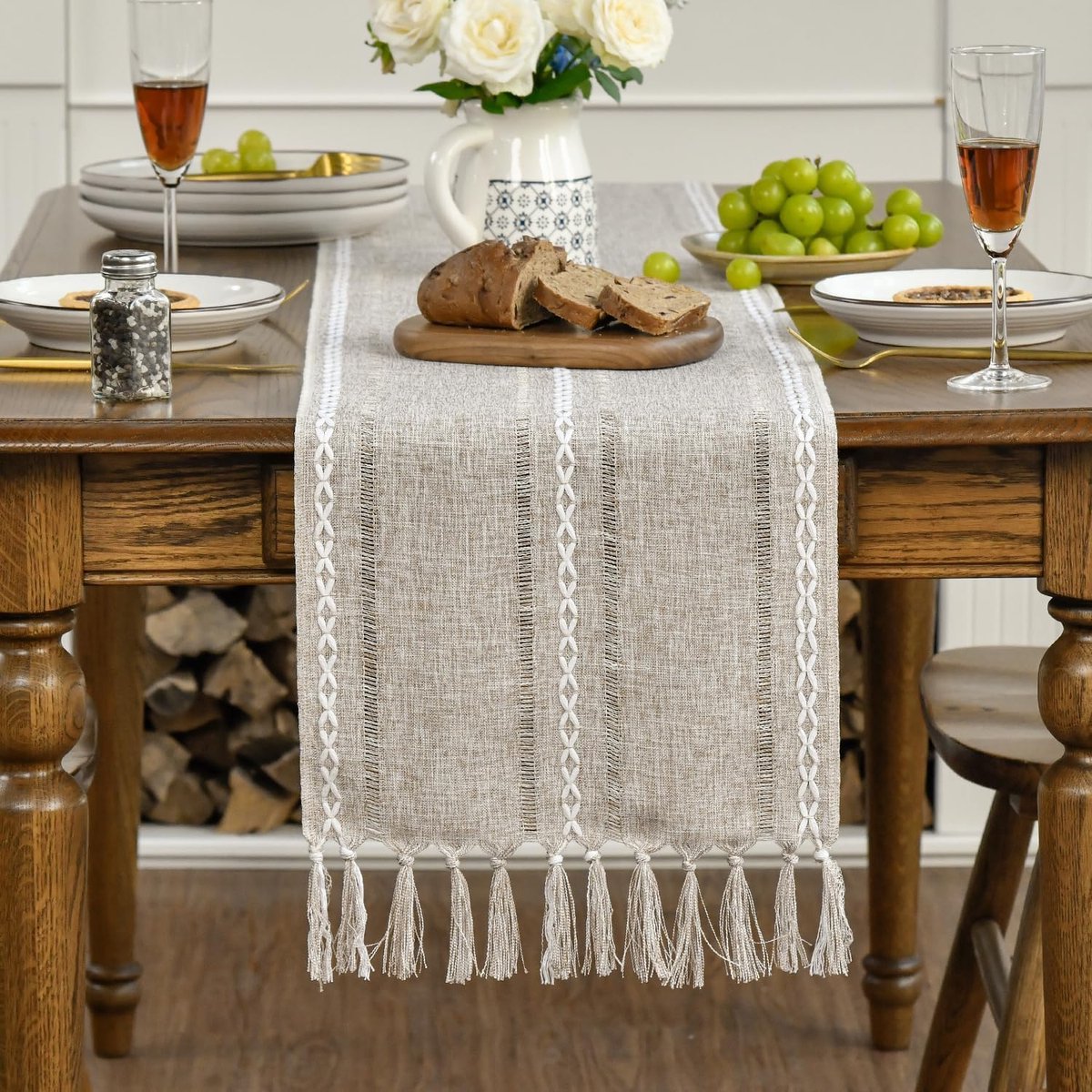 Table Runner - Christmas Table Runner - Fabric Table Runner - Cotton Table Runner - Washable Cotton Table Runner - Suitable for Family Table Decoration, Wedding Decoration, Party Decoration (33cm*220cm)