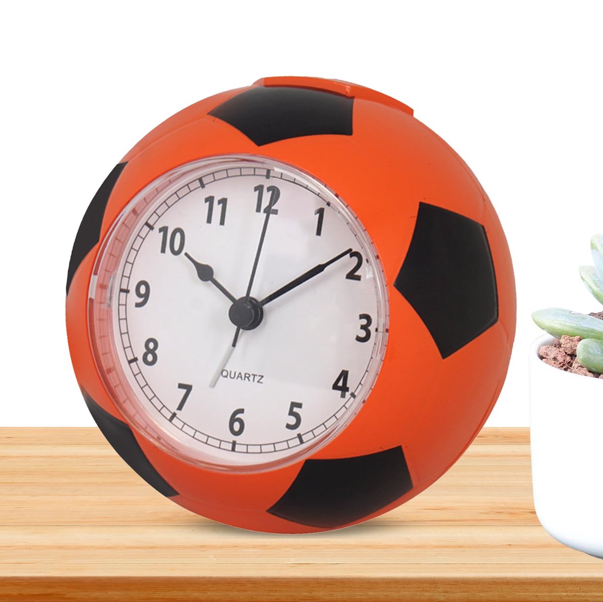 Football Alarm Clock - Silent Non-Ticking Desk Clock | Kids Bedside Clock | Cute football design, easy-to-read analog display, perfect for kids' bedrooms, great birthday gift for boys and girls - Orange