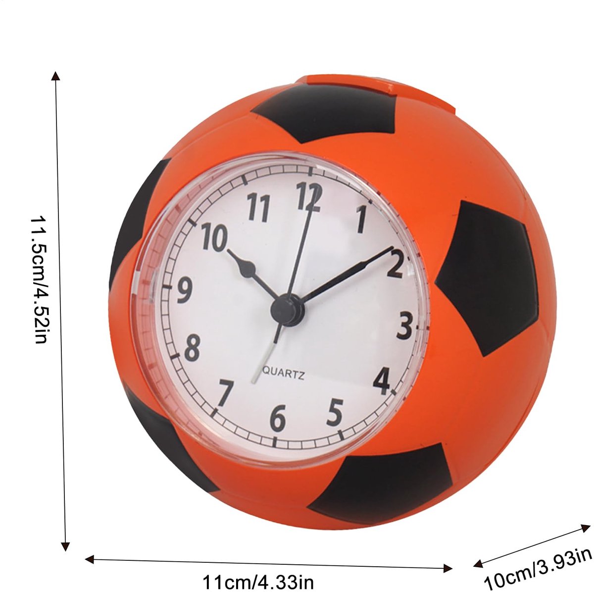 Football Alarm Clock - Silent Non-Ticking Desk Clock | Kids Bedside Clock | Cute football design, easy-to-read analog display, perfect for kids' bedrooms, great birthday gift for boys and girls - Orange