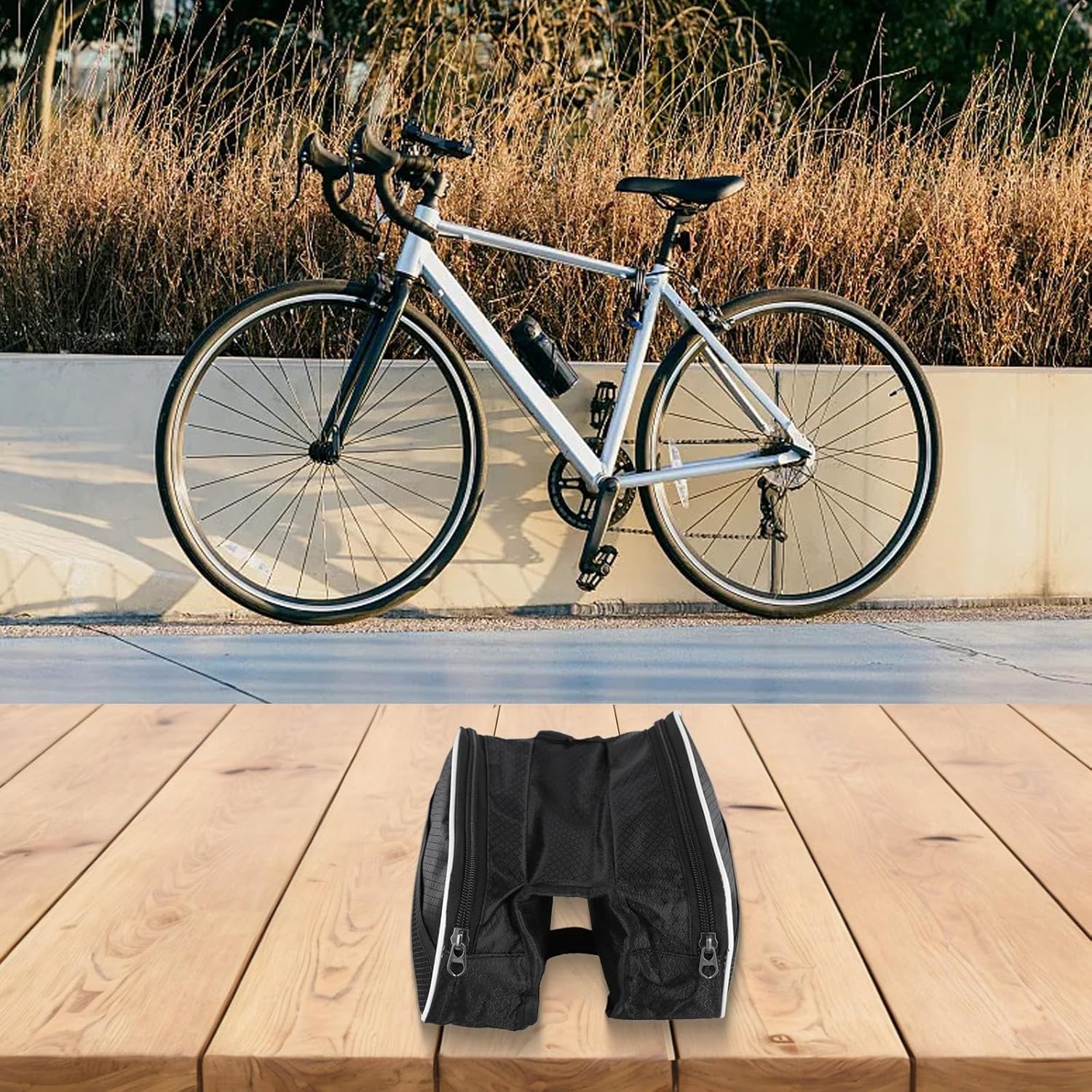 1pc Bike Handlebar Bag, Waterproof Bicycle Frame Handlebar Bag, Cycling Front Top Tube Pouch Pannier, Riding Equipment