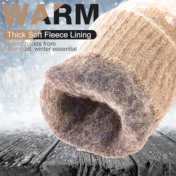 Pack of 3 pairs - Warm winter gloves for women - Extra thick - Knitted imitation - Suitable for cold winter weather (style E)