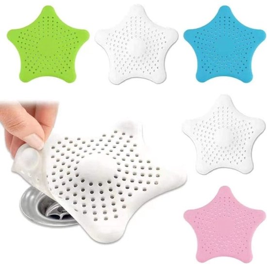 Filter 5-pack - Silicone hair filter for bathtub drain - Drain cover with strong suction cup - Anti-clogging sink strainer
