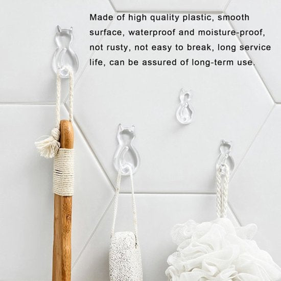 Traceless Self-Adhesive Hooks - Self-Adhesive Wardrobe Hooks - Wall Stickers - 12 Pieces - Bedroom - Behind the Door - Keychain