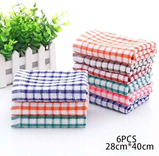 Tea towels - Cotton kitchen towels - Absorbent clean - Tea towels - Kitchen - 6-pack