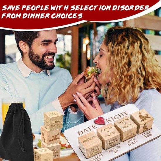 Romantic Date Night Dice Set - Romantic Couple Game - With Storage Bag - Perfect Choice for Valentine's Day, Birthdays and Weddings - 1 Set - Valentine's Day Gift