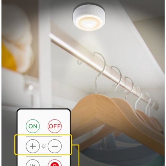 LED spotlight set - 6 stylish lights with dimming function and 2 practical remote controls - Night lights with colour change - Lights with remote controls - Suitable for kitchens, bedrooms, etc.