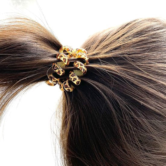 9-pack hair ties - Braided hair ties - Curly hair ties - Hair ties that can be worn as bracelets - Very elastic - Lightweight - Leopard print hair ties for phone cords