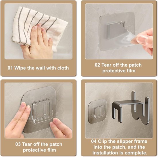 Set of 2 Self-Adhesive Shoe Racks - Space-Saving Storage Shelves - Suitable for bathrooms, bedrooms and RVs; perfect for storing slippers and sneakers(White)