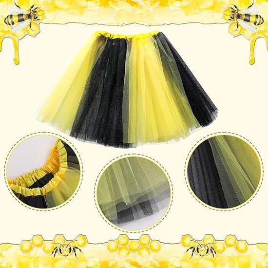 Bee Costume Set for Adults - Complete with Skirt, Headband, Stockings & Gloves - Cosplay & Party Outfit - Hilarious Halloween Costume for Adults