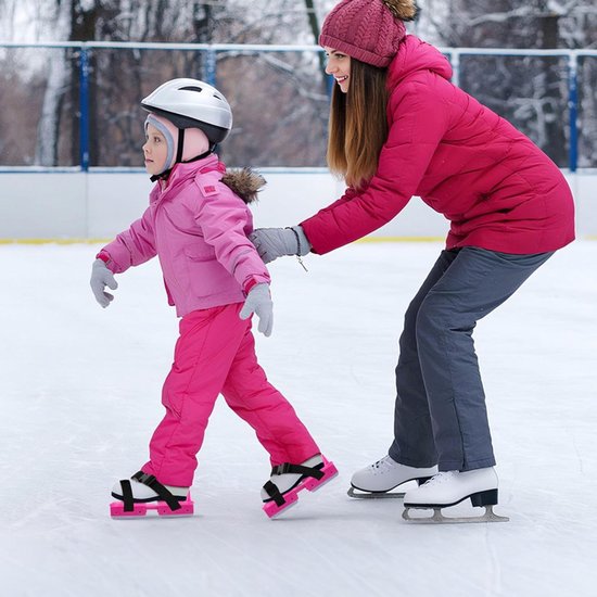 Adjustable Kids' Skates - Double Blade for Stability - With Straps & Shoe Size 16-21 - Black