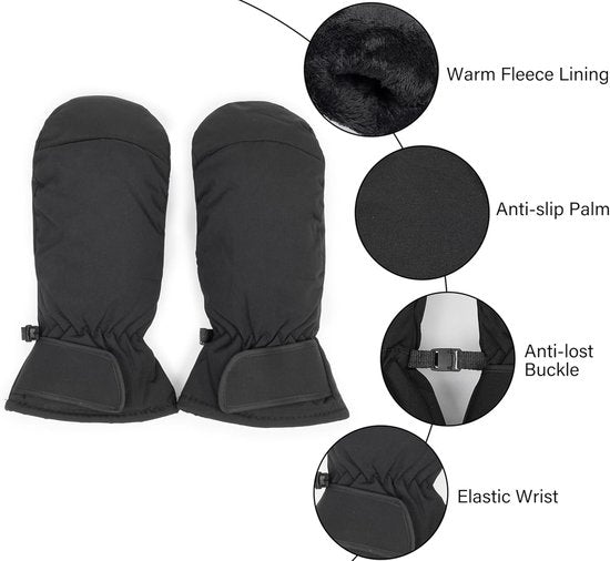 Gloves - Winter ski gloves for men and women - Non-slip - Thick - Warm - Waterproof - Suitable for cycling in cold weather - Sizes S/M