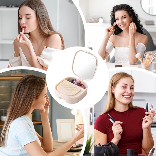 Makeup Mirror - Travel Makeup Mirror - Portable Makeup Mirror with Storage Box - Foldable Compact Mirror with Storage Box - Delicate Storage Box