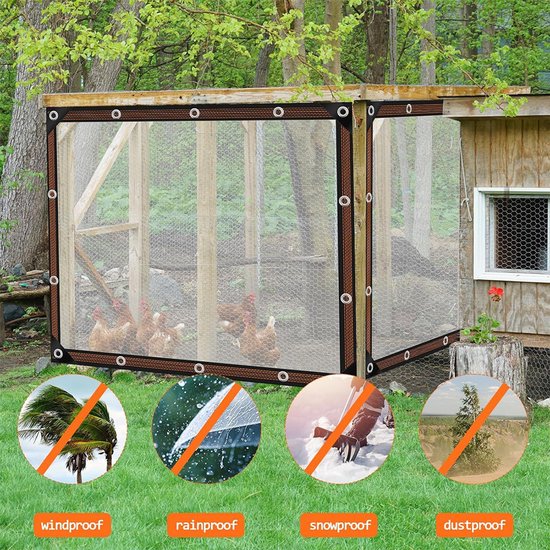 Transparent tarpaulin with eyelets, transparent tarpaulin for outdoor use, waterproof film, woven tarpaulin, canvas, awning, durable, weatherproof, multifunctional tarpaulin 2 x 4m