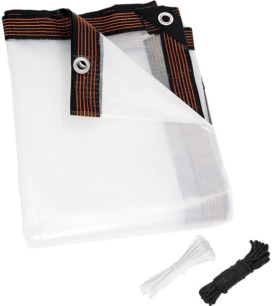 Transparent tarpaulin with eyelets, transparent tarpaulin for outdoor use, waterproof film, woven tarpaulin, canvas, awning, durable, weatherproof, multifunctional tarpaulin 3 x 3m