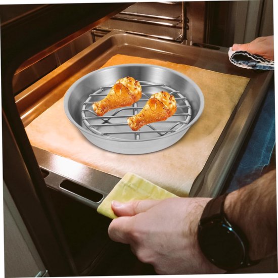 Baking tray for air fryer - Air fryer baking pan - Air fryer accessories - Baking tray with rack - Made of 304 stainless steel - 12 cm