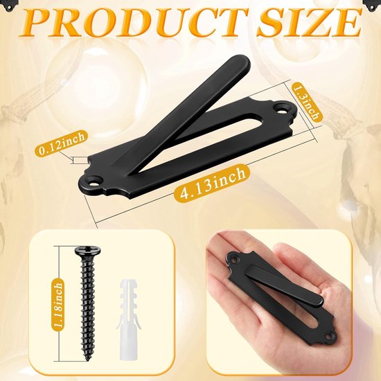 12-Piece Skull Wall Hook Set - Black Steel Hook for Decoration - Includes Mounting Kit