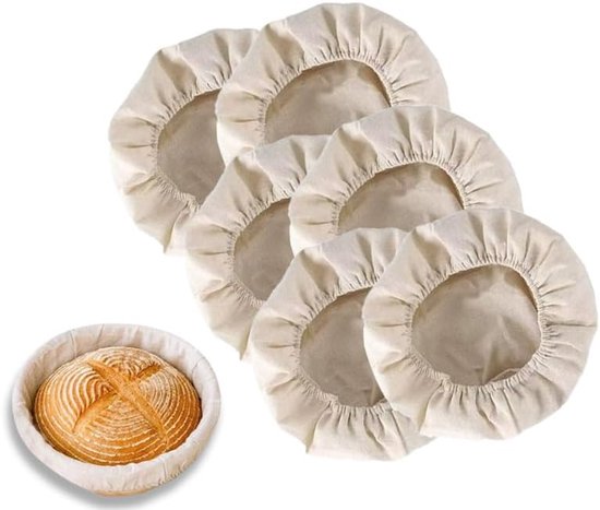 Set of 6 round proofing cloths (25 cm / 10 inch) – Fabric lining for proofing baskets – Natural woven – Ideal for sourdough and bread rising (round, without basket)