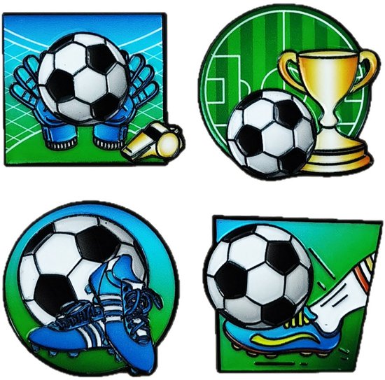Football Sports Pin | Brooch - Stylish Backpack Pin - Pack of 4 - Cartoon Lapel Pin - Ideal as a gift, for parties or as an everyday accessory for clothes, bags and hats