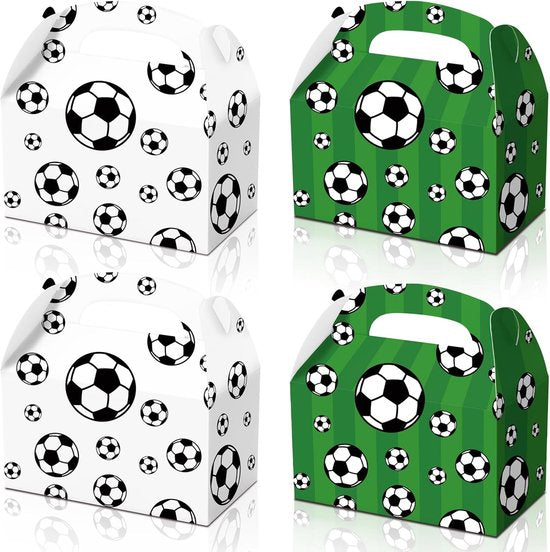 Football Treat Boxes - 24 Pieces - Party Supplies - Football Baby Shower Gift Goody Snack Candy Boxes | for football-themed birthday party decorations, football parties, children's birthday decorations (Green + White - 16*16*9cm)