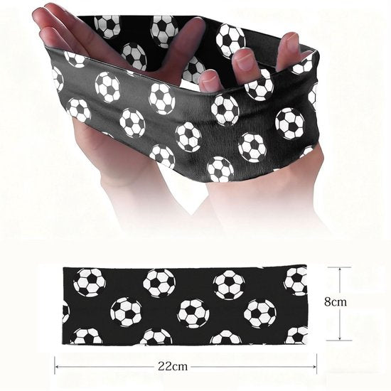 Football Themed Headband - Stretchy Printed Headband - Set of 6 - Sporty, Sweat-Wicking & Breathable - Wide-Brim Hair Accessory