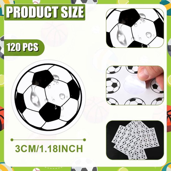 Football Stickers - Waterproof Vinyl Stickers - Suitable for laptops, water bottles, notebooks and mobile phones - Ideal gift for football players, teams and fans - Sports Stickers - 10 sheets, 120 pieces