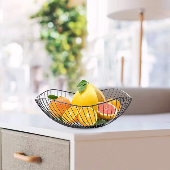 Fruit basket - fruit bowl - metal fruit bowl - 1 fruit basket - fruit basket - wire fruit basket - suitable for fruit, vegetables, groceries and decoration (black)
