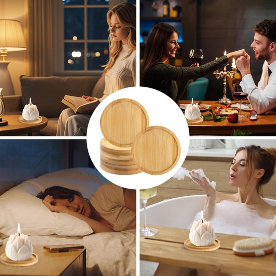 Coasters - Set of 8 - Round coasters - Wooden coasters - Suitable for water glasses, ornaments, candles, potted plants, etc.