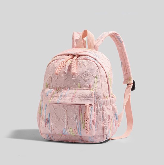 Backpack – Stylish and practical lightweight backpack – With two zippered compartments and adjustable shoulder strap – Fashionable design for girls, children and adults – Pink