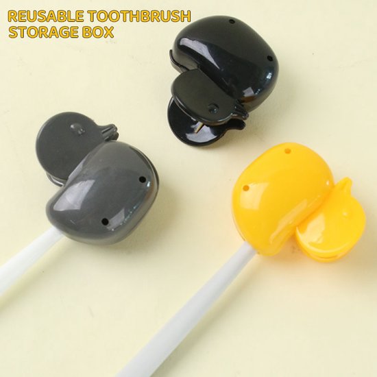 Set of 10 Toothbrush Holders - Portable Toothbrush Protectors - Clip-on Toothbrush Head Covers - Cute Duck Design