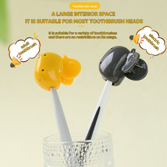 Set of 10 Toothbrush Holders - Portable Toothbrush Protectors - Clip-on Toothbrush Head Covers - Cute Duck Design