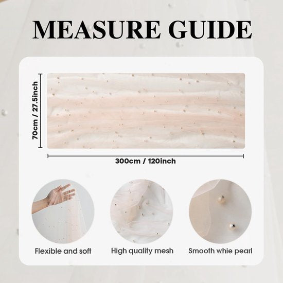 Pink Table Veil with White Pearls - Silky Gauze 30x120 Inches - For Weddings, Parties & Table Decorations