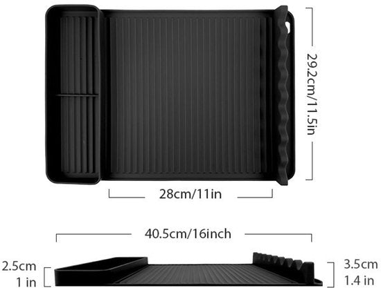Silicone BBQ Grill Mat - 8-Slot Mat with Drip Tray - Heat-Resistant and Dishwasher-Safe - 40x27 cm - Black