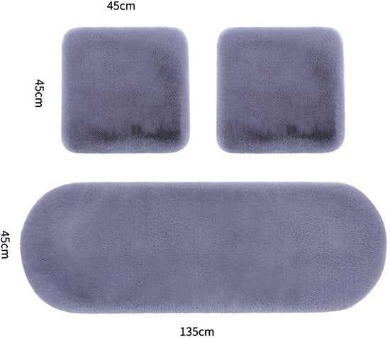 Plush Car Seat Cover - Soft, Warm and Fluffy Faux Rabbit Fur Seat Covers - Front and Back Seat Protectors - Non-Slip Mat - Universal (Gray, 3-Pack)