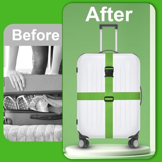 Luggage straps 4-pack - durable and colorful (green, blue, pink, orange)