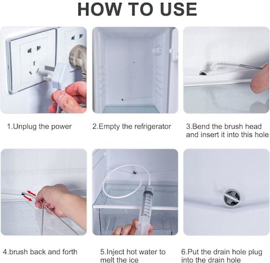 Refrigerator Drain Cleaner - For Cleaning the Refrigerator - Refrigerator Drain Hole, Cooling Tube, Drain Cleaner - Clogged Drain Cleaning Tool - Set of 8