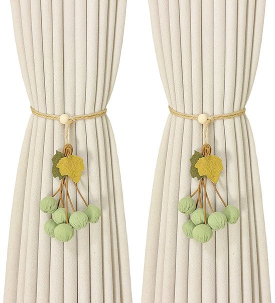Curtain Ties - Hanging Ball Ties - Ball Tie Cords - Simple Hooks - Creative Curtain Buckle Decorations - Complete Set - 2 Pieces