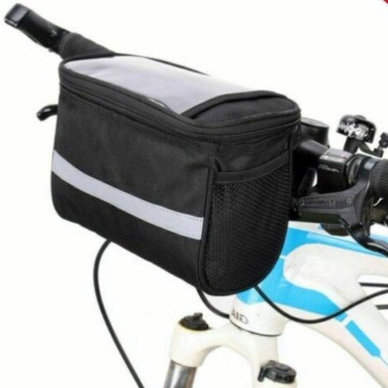 Bicycle handlebar bag - Removable bicycle handlebar bag with smartphone holder - Insulated - Phone bicycle bag - Waterproof - Blue