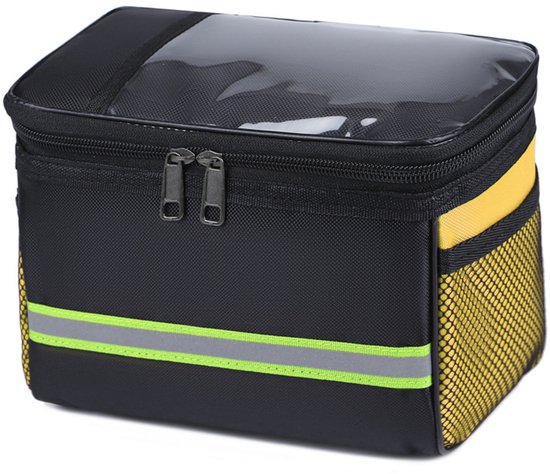 Bicycle handlebar bag - Removable bicycle handlebar bag with phone holder - Insulated - Phone bicycle bag - Waterproof - Yellow