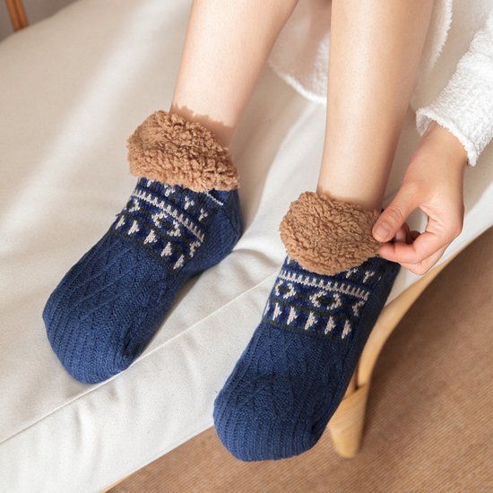 Floor socks - Warm autumn/winter socks - Warm home socks - Postpartum socks - Snow socks - Blanket socks - Slipper socks - Unisex - Non-slip socks - Blue - Sizes 43-45