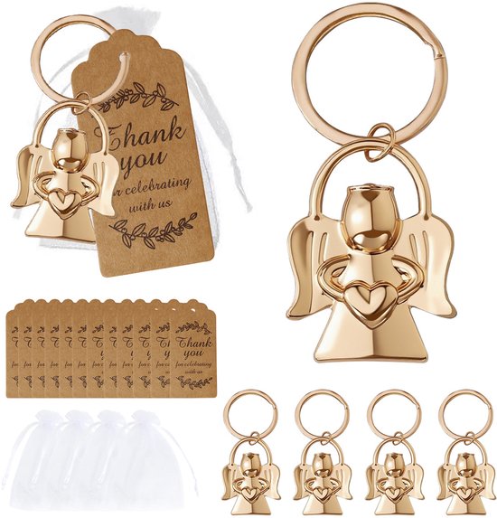 Keychain - Angel pendant for men and women - Baby shower gift - Key ring - Party favor - Souvenir gift - 5 pieces