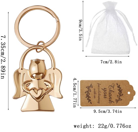 Keychain - Angel pendant for men and women - Baby shower gift - Key ring - Party favor - Souvenir gift - 5 pieces