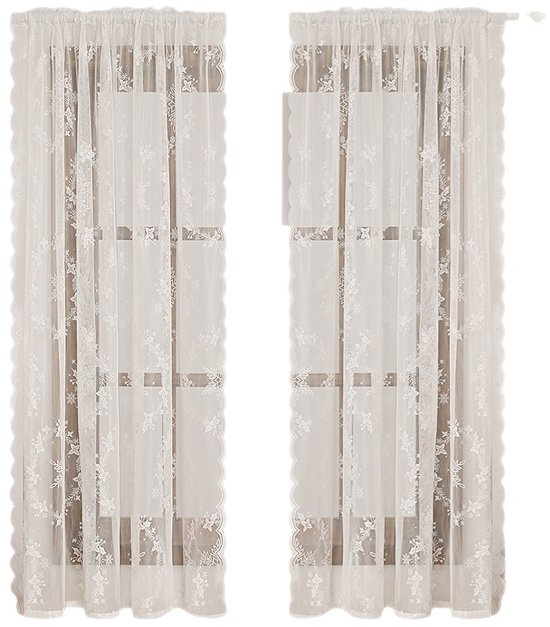 Window Screen - Ice Flower Christmas Tree Window Screen - Wire Mesh - European and American - Christmas - Curtain - Net Curtain 2-piece set (150*100cm)