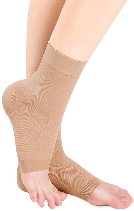 Stretch ankle compression stockings - Ankle compression stockings - Sports ankle support - Stretch compression stockings - Plantar fascia support - beige size S